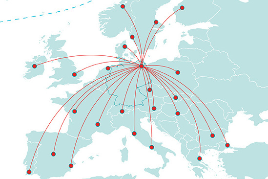 Weltkarte zeigt Kooperationen der BHT