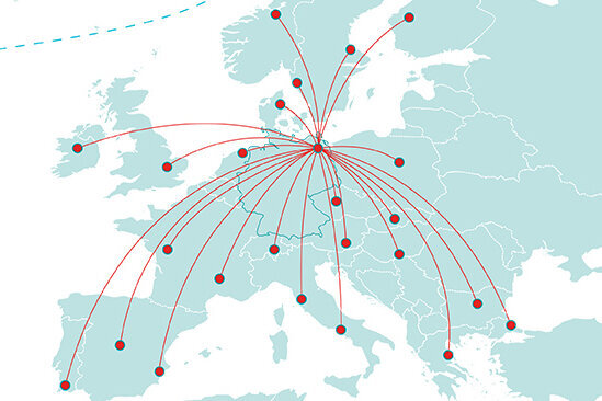 Weltkarte zeigt Kooperationen der BHT