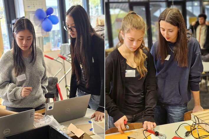 Vier Schülerinnen beim Schnupperstudium