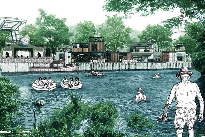 Siegreicher Entwurf „Big Y“: Grün-blaue Idylle in den Neckarauen.