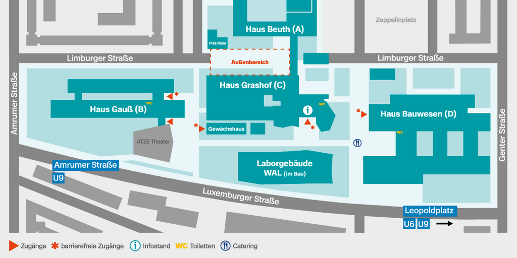 Lageplan: Ausschnitt des Campus der BHT