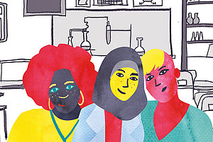 Illustration Antidiskriminierung: Diversity im Labor
