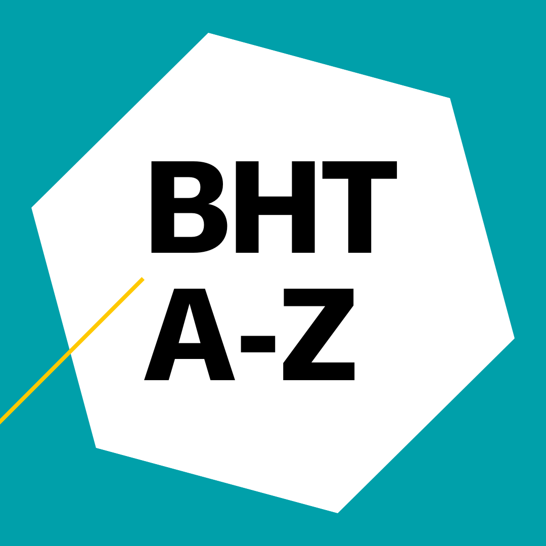 Text in weißem Hexagon af türkis: BHT A-Z