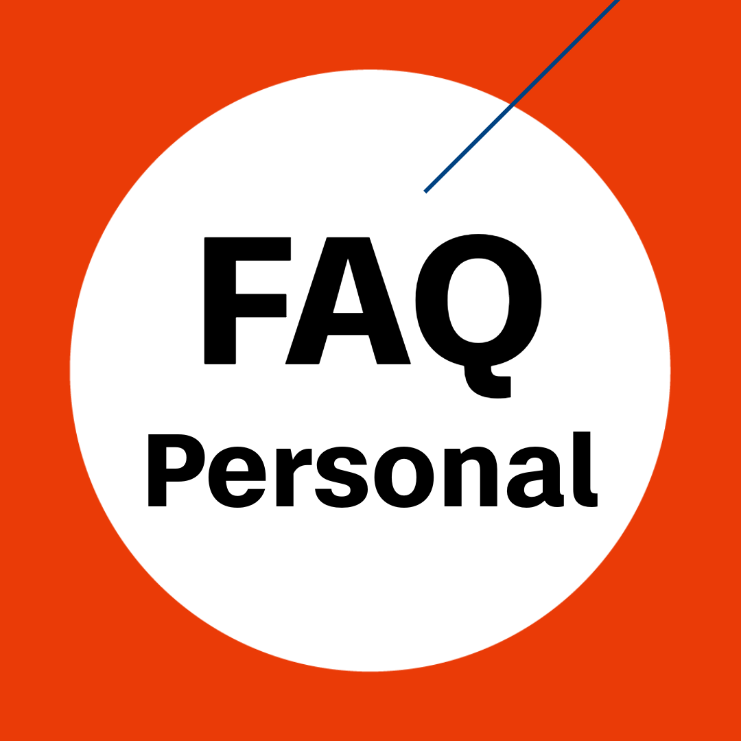 Text in weißem Quadrat auf türkis: FAQ Personal
