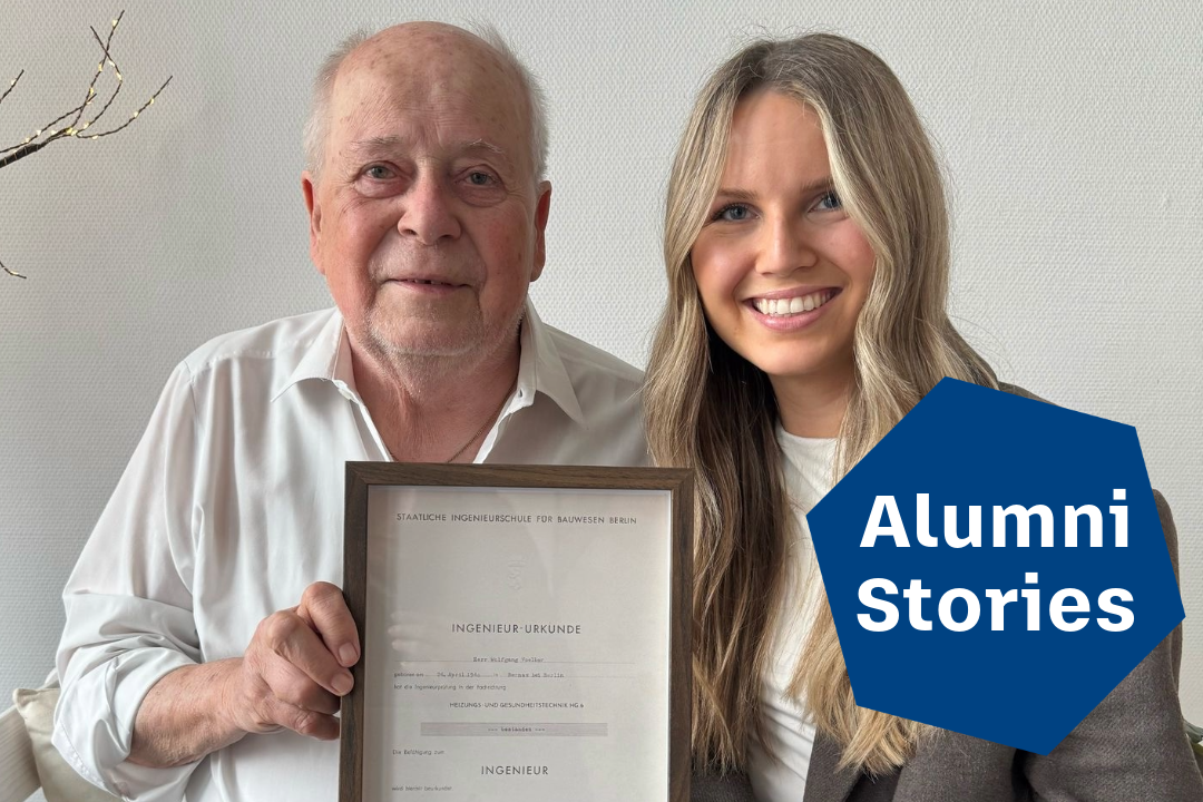 Seine Enkelin überreichte Wolfgang Völker an seinem 85. Geburtstag ein Replikat seiner Ingenieururkunde als besonderes Geschenk.