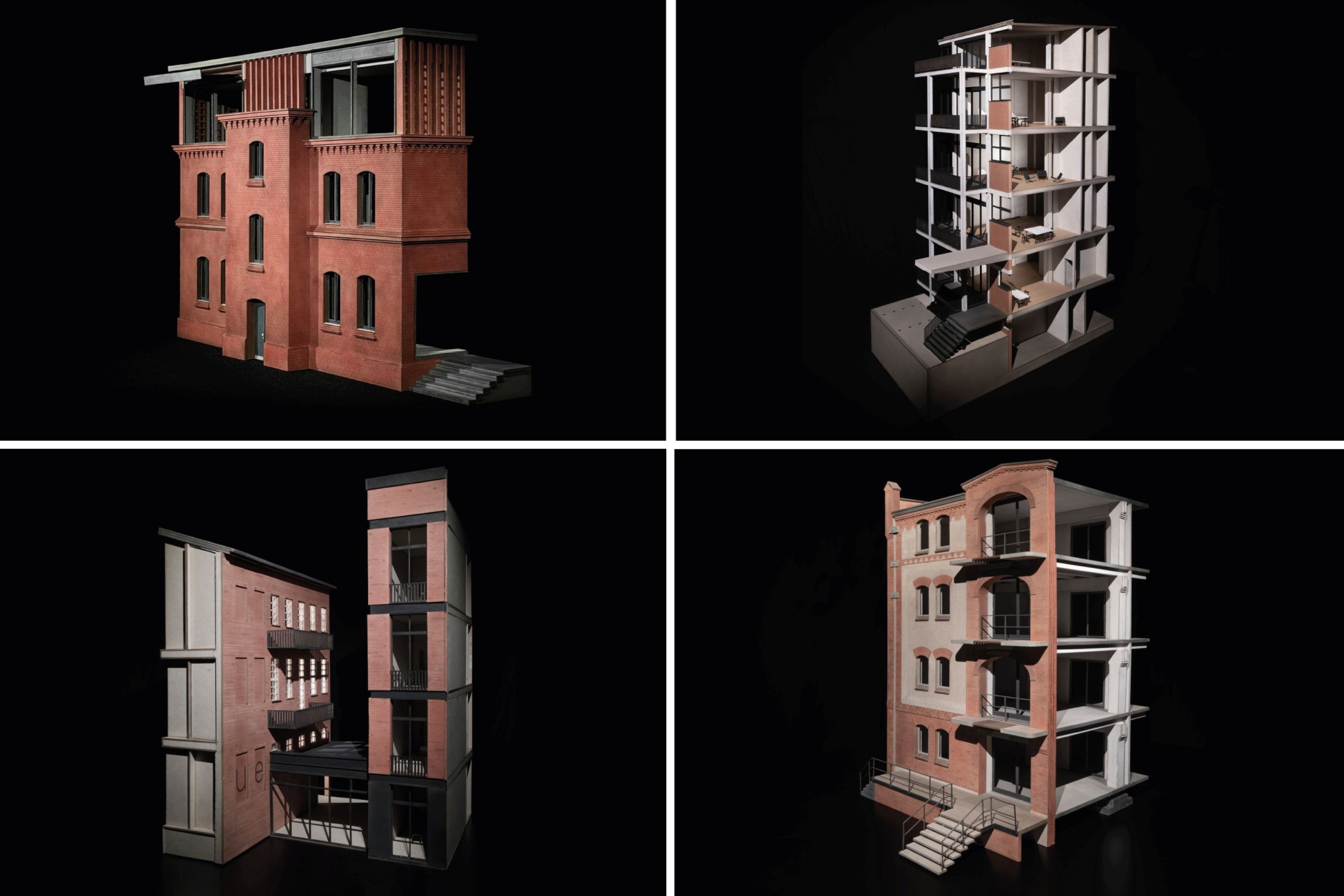 Digitale Modelle von vier einst industriell genutzten Backsteingebäuden