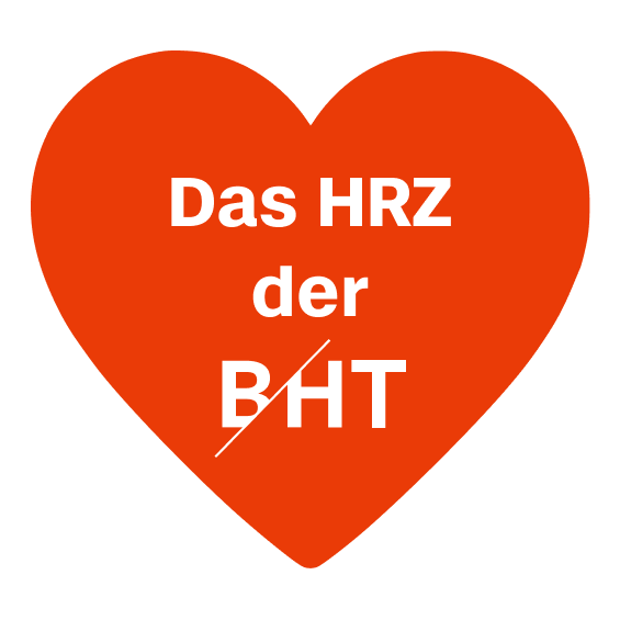 Rotes Herz mit dem Text "Das HRZ der BHT"