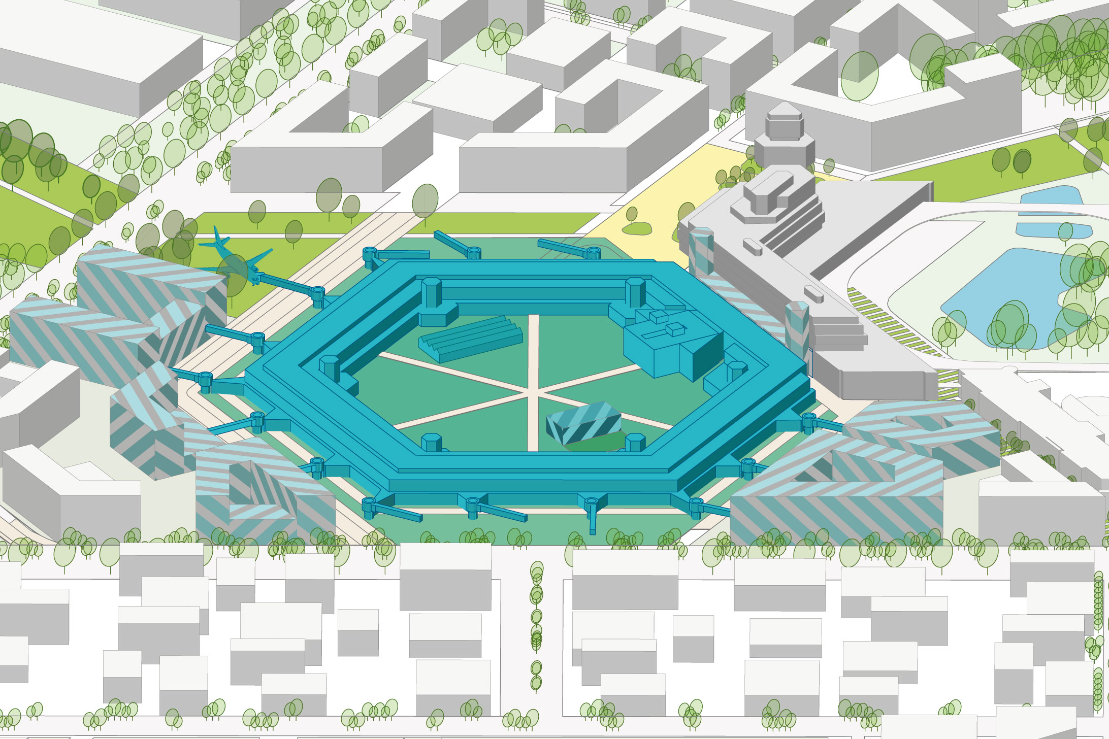 Campus TXL | Die Hochschule im Terminalgebäude (Grafik: Behles&Jochimsen BdA et al.)
