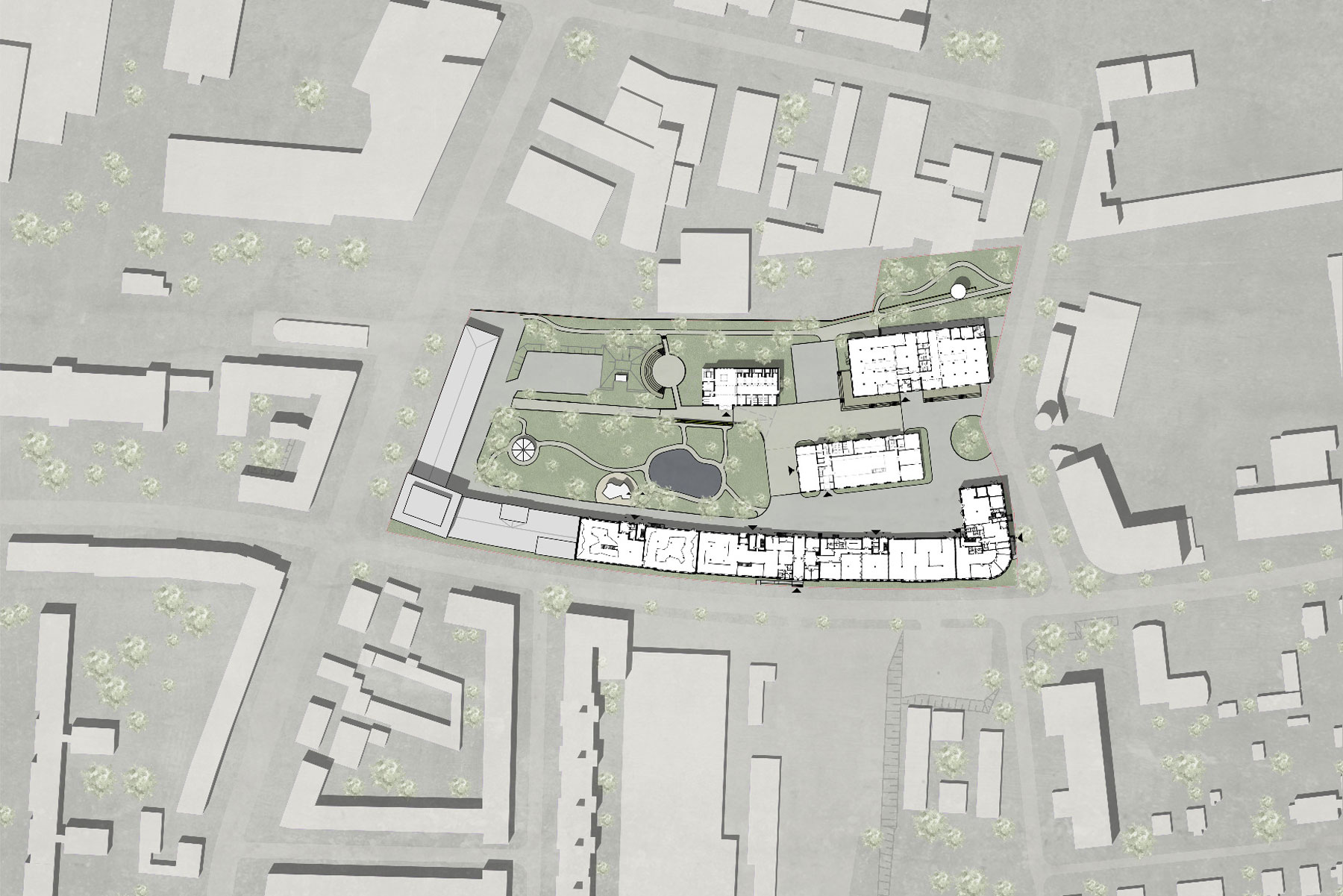 Lageplan mit Grundrissen