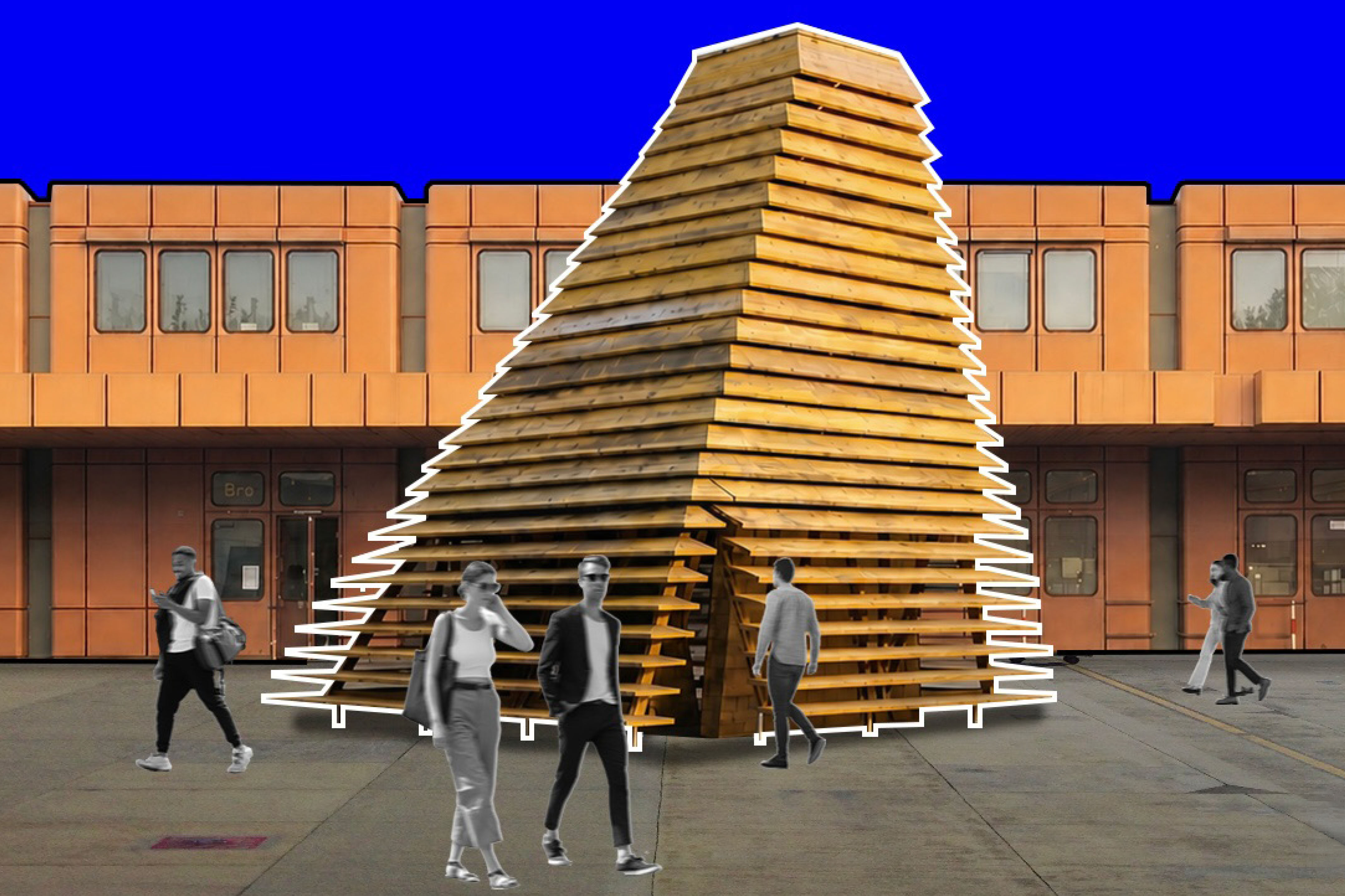 Computergenerierte Illustration eines hölzernen Turms