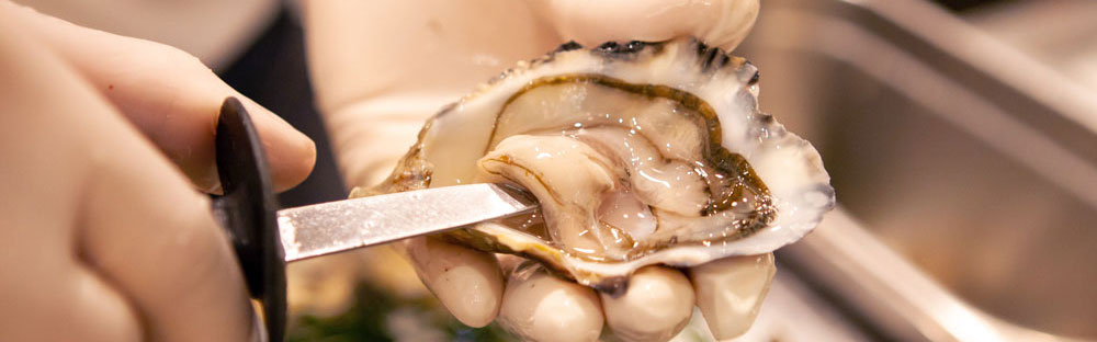 Eine Auster wird geöffnet