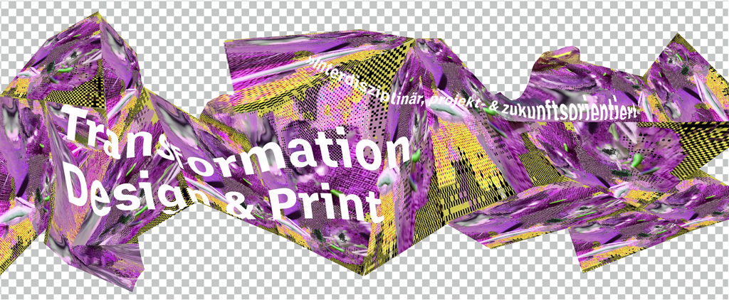 Masterstudiengang Transformation Design & Print der BHT KI-generiertes Bild zeigt Gebilde aus unregelmäßig gefaltetem und bedrucktem Papier